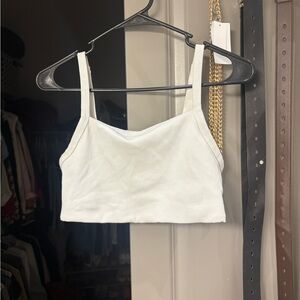 Aerie White Ribbed Sports Bra